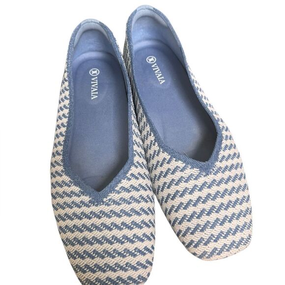 Vivaia Square-Toe V-Cut Flats (Margot 2.0) Denim Stripe 39 - Picture 5 of 6